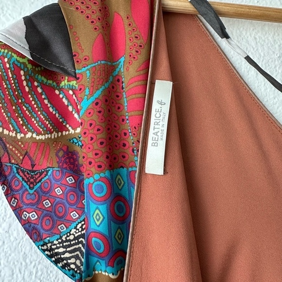 BEATRICE B./ Pleated multicolor abstract print midi dress - Picture 7 of 12